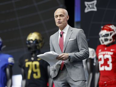 Big 12 commissioner Brett Yormark speaks during the Big 12 Media Days at AT&T Stadium,...