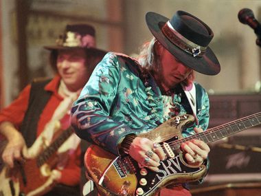 Legendary guitarist Stevie Ray Vaughan rehearsed with his band Double Trouble for a...